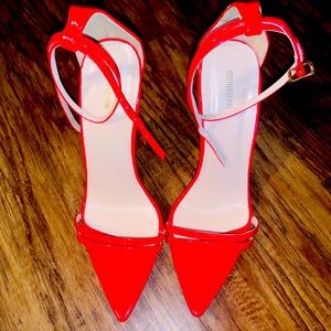 Red pointy toe strappy heels 6.5